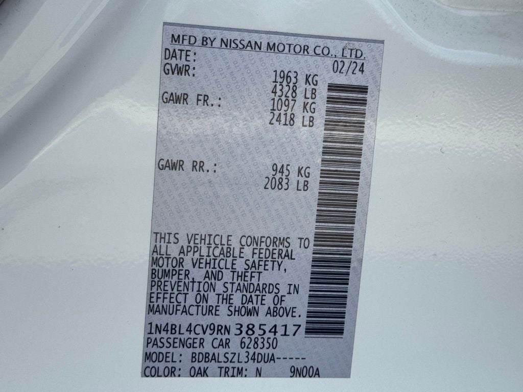 2024 Nissan Altima 2.5 SR FWD