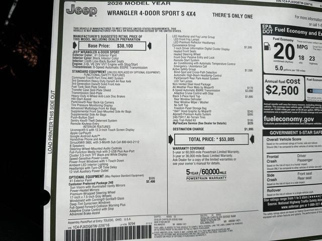 2026 Jeep Wrangler Sport S