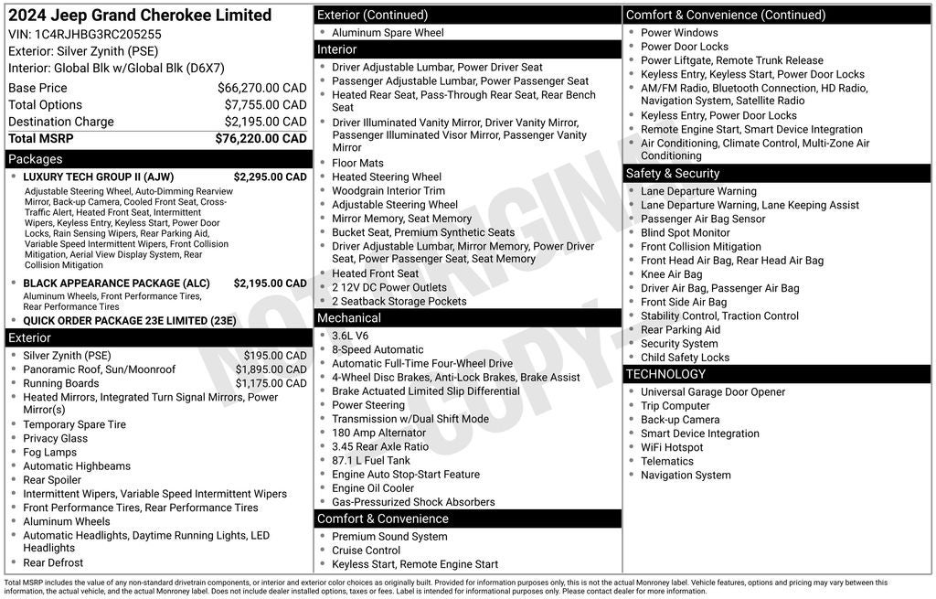 2024 Jeep Grand Cherokee Limited Black Appearance Package