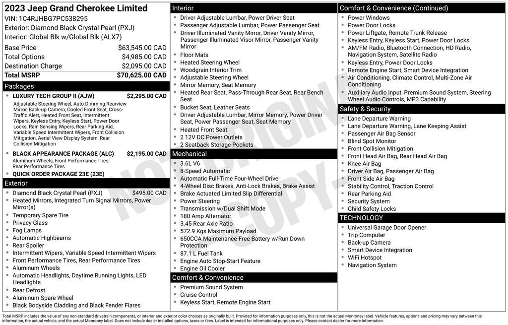 2023 Jeep Grand Cherokee Limited Blackout Package with Navigation