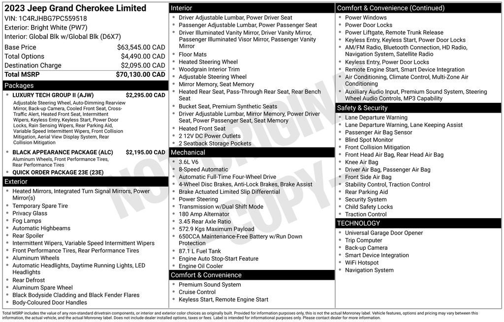 2023 Jeep Grand Cherokee Limited Blackout Package with Navigation