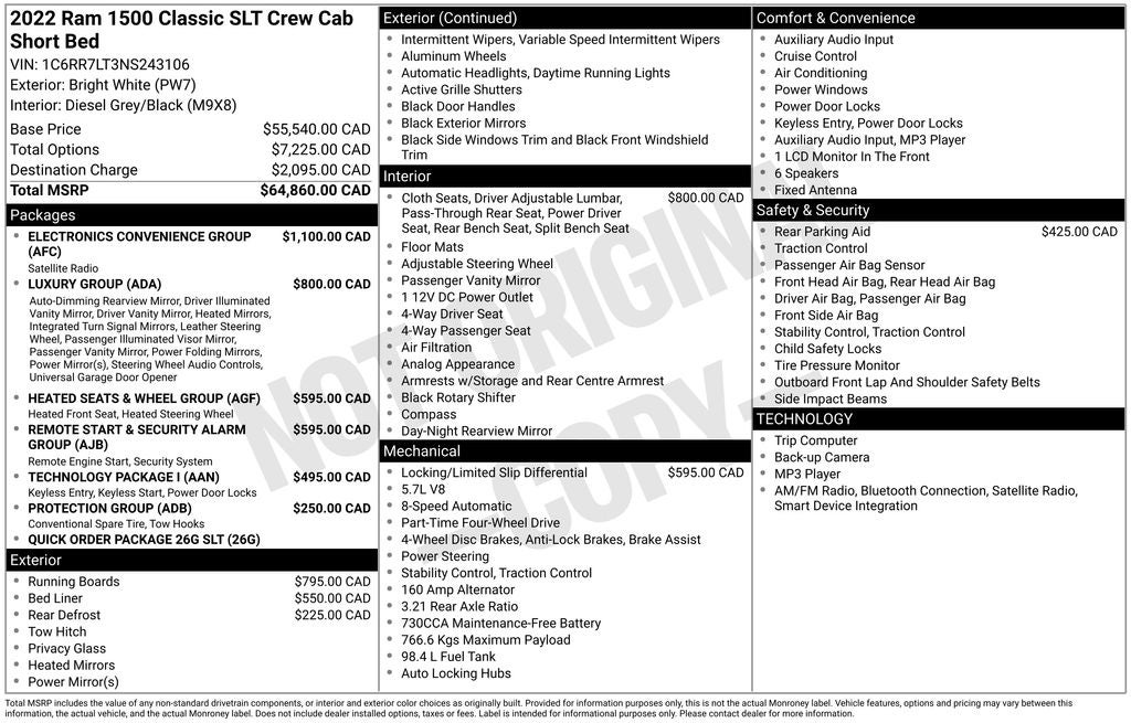 2022 RAM 1500 Classic SLT Heated Seats & Wheel Group