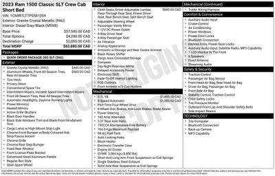 2023 RAM 1500 Classic SLT Integrated Voice Command w/Bluetooth & ParkView Re