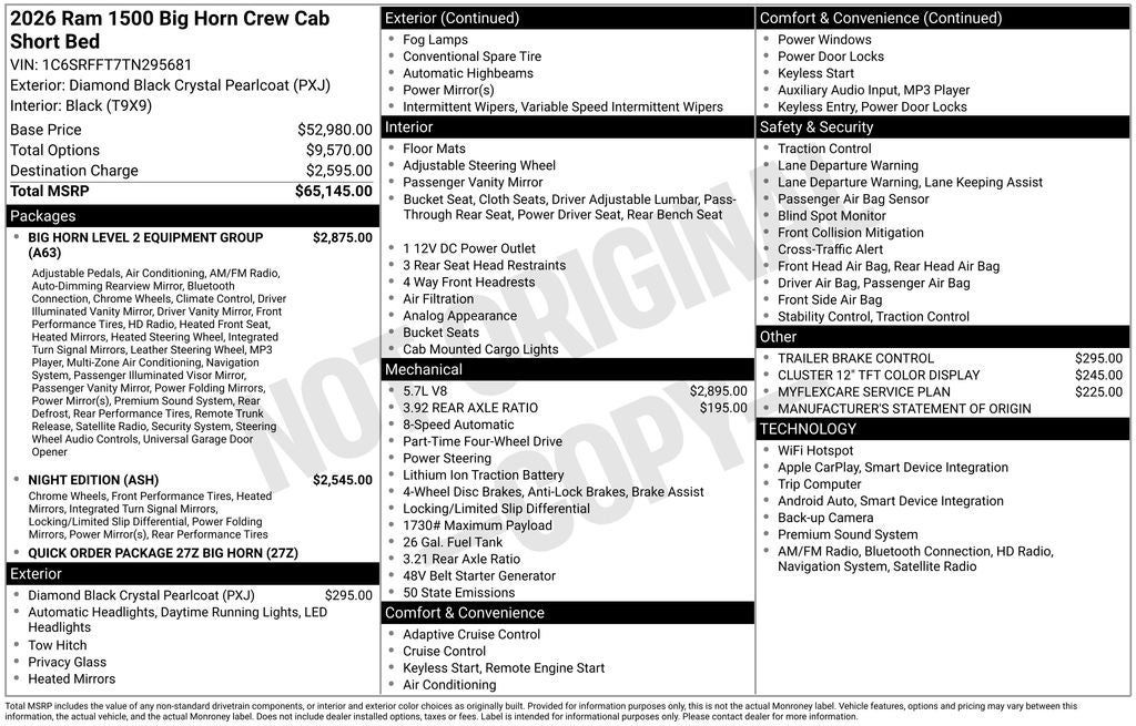 2026 RAM 1500 Big Horn/Lone Star