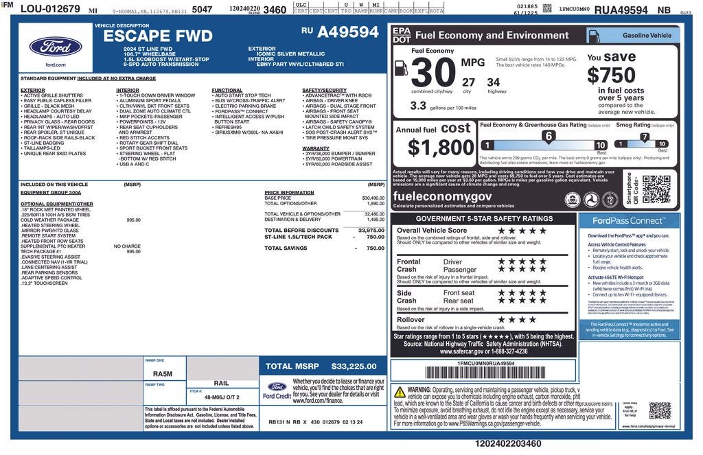 2024 Ford Escape ST-Line Tech Pack #1