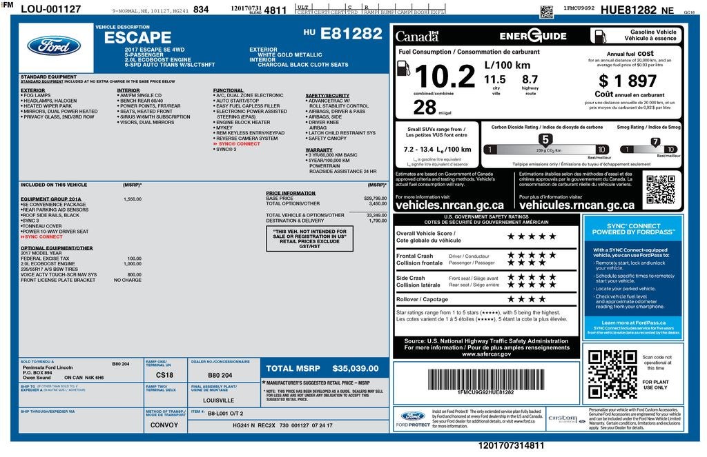 2017 Ford Escape SE SE Technology Package