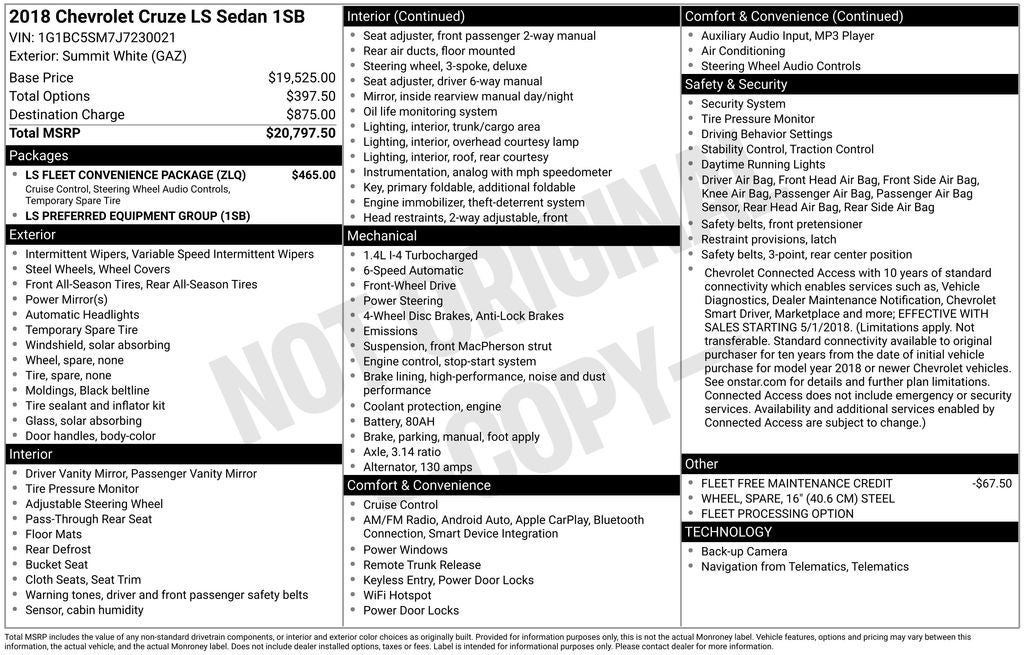 2018 Chevrolet Cruze LS