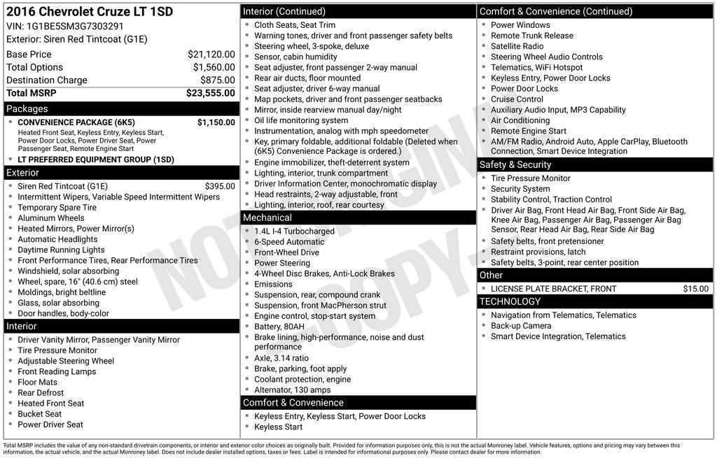 2016 Chevrolet Cruze LT