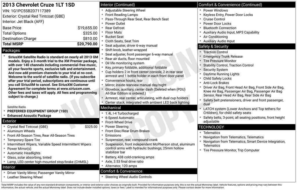 2013 Chevrolet Cruze 1LT