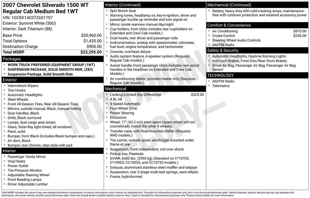 2007 Chevrolet Silverado 1500 Work Truck