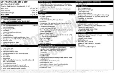 2017 GMC Acadia SLE-2 Dual SkyScape 2-Panel Power Sunroof