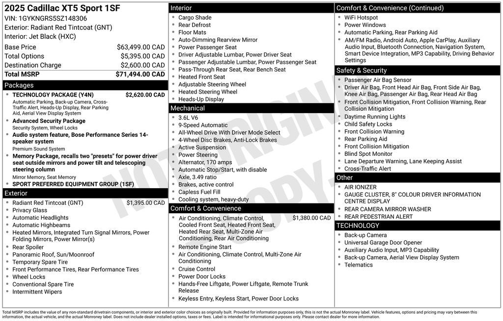 2025 Cadillac XT5 Sport