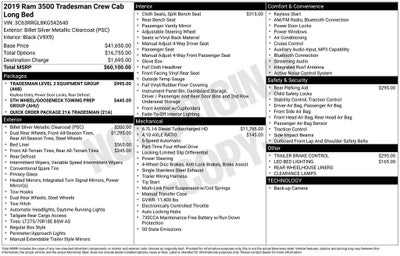 2019 RAM 3500 Tradesman Level 2 Equipment Group