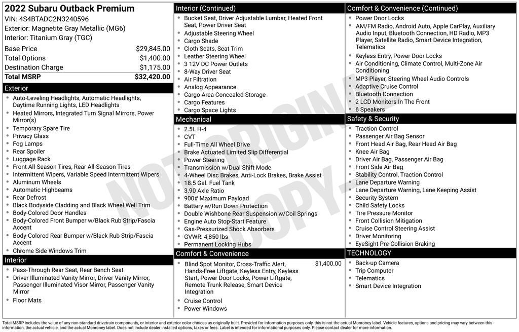 2022 Subaru Outback Premium