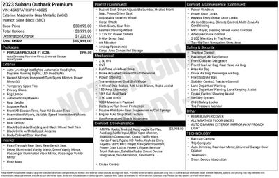 2023 Subaru Outback Premium Power Moonroof