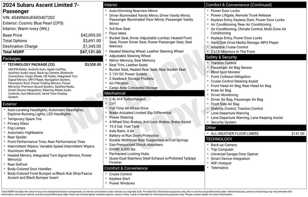 2024 Subaru Ascent Limited