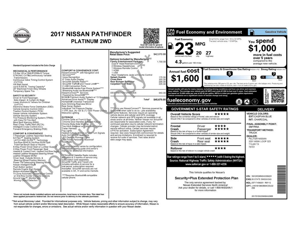 2017 Nissan Pathfinder Platinum