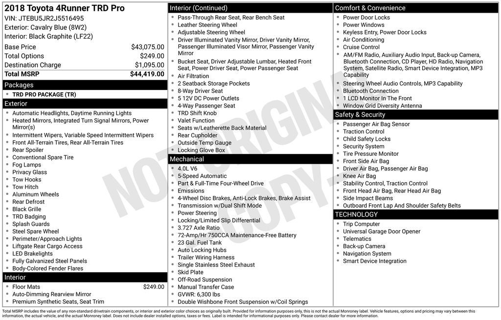 2018 Toyota 4Runner TRD Pro Navigation System