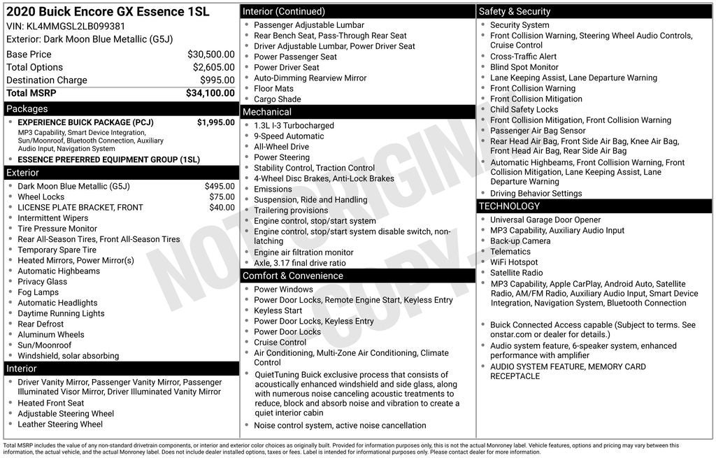 2020 Buick Encore GX Essence