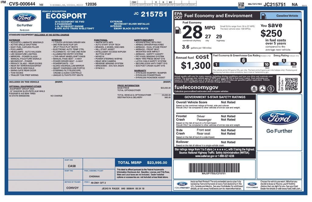 2018 Ford EcoSport SE