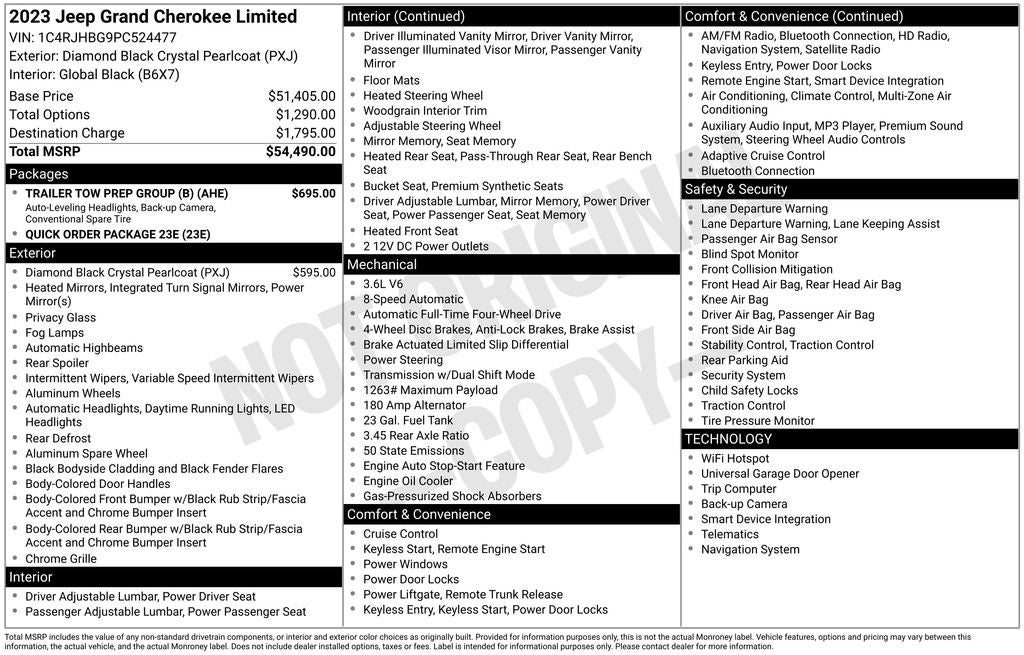 2023 Jeep Grand Cherokee Limited 4x4 Navigation Heated Leather & Steering Rear Came