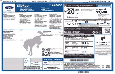 2025 Ford Bronco Big Bend 2.3 Ecoboost 4x4 MID PKG Hard Top Rear Camera Sync