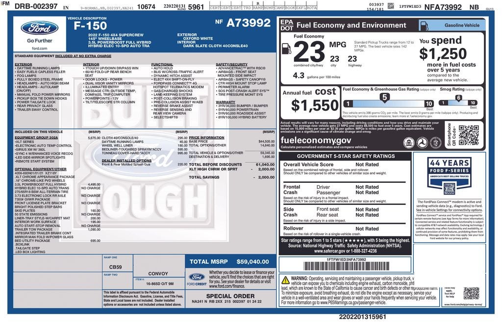 2022 Ford F-150 XLT 302A PKG HYBRID POWER BOOST CHROME APPEARANCE PKG