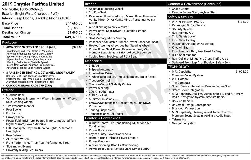 2019 Chrysler Pacifica Limited