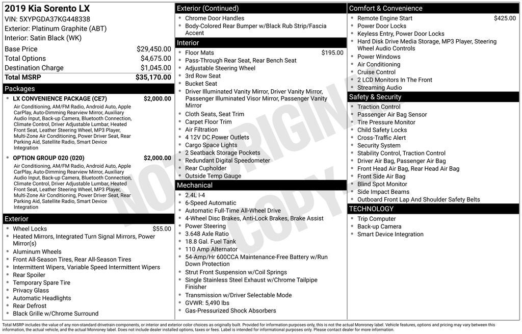 2019 Kia Sorento LX AWD