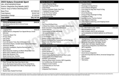 2023 Subaru Crosstrek Sport AWD HEATED LEATHERETTE POWER MOONROOF R CAM