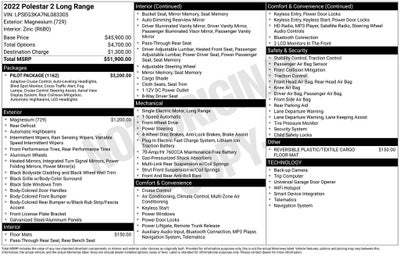 2022 Polestar 2 Long Range Single Motor Pilot Pkg 360 View Camera Long Range