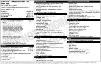 2019 RAM 1500 Laramie Crew Cab 4x4 5'7' Box
