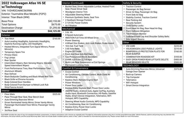 2022 Volkswagen Atlas 3.6L V6 SE w/Technology